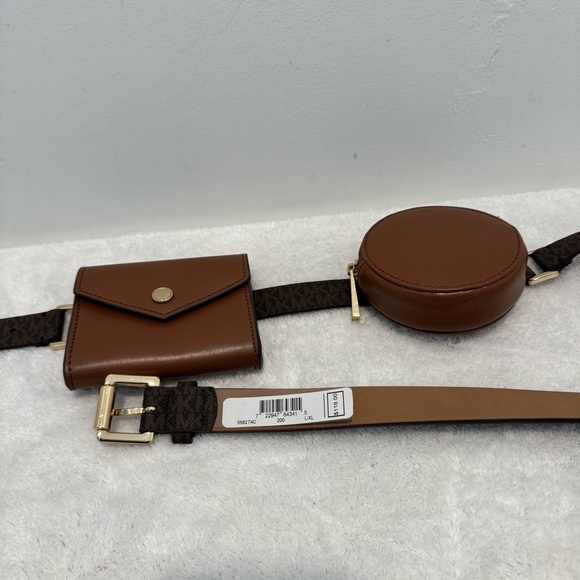 Michael Kors Double Utility Belt Bag MK Print Chocolate Brown NWT size L/XL - Picture 5 of 7